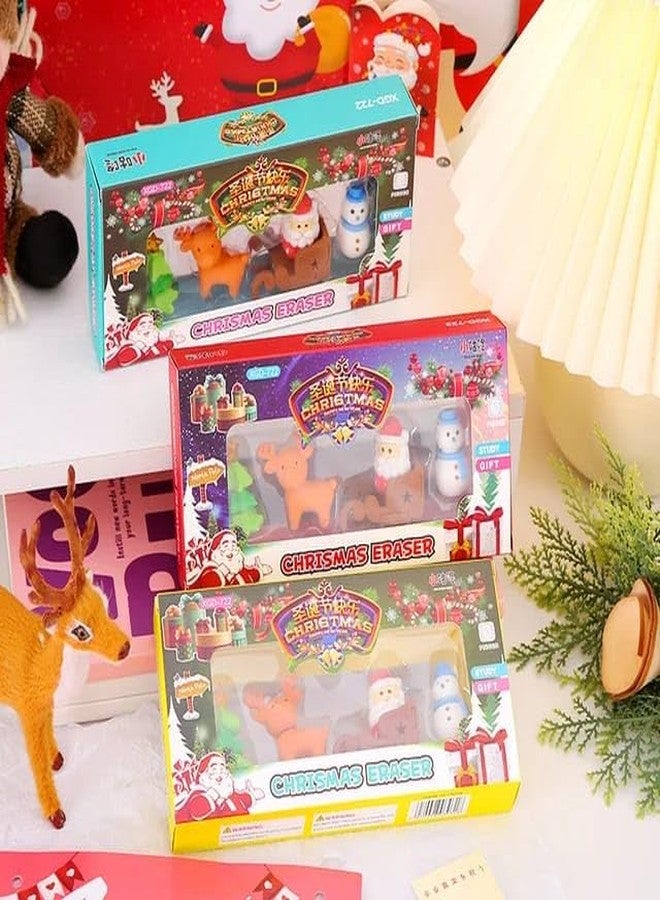 TERA13 Merry Christmas Erasers (3 Set) Smudge-Free Cute Pencil Erasers, Cute Eraser with Santa, Snowman & Tree Stationery Gift for Kids, Holiday School Supplies, Party Favors - Image 3